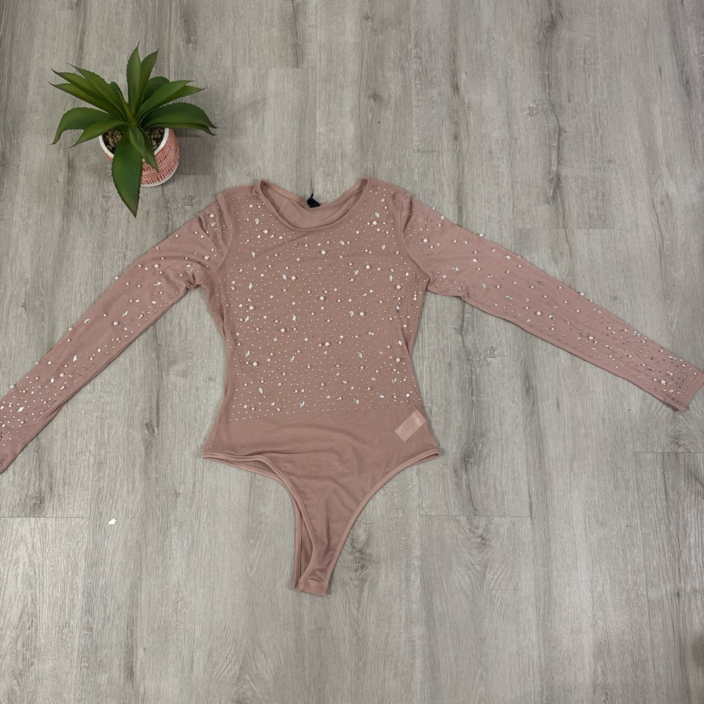 Otherwild Pink Sparkly Long Sleeve Bodysuit